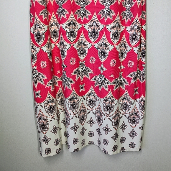 Charter Club Floral Bohemian Sleeveless Midi Dress Coral Pink Spring Size Medium - Picture 2 of 12